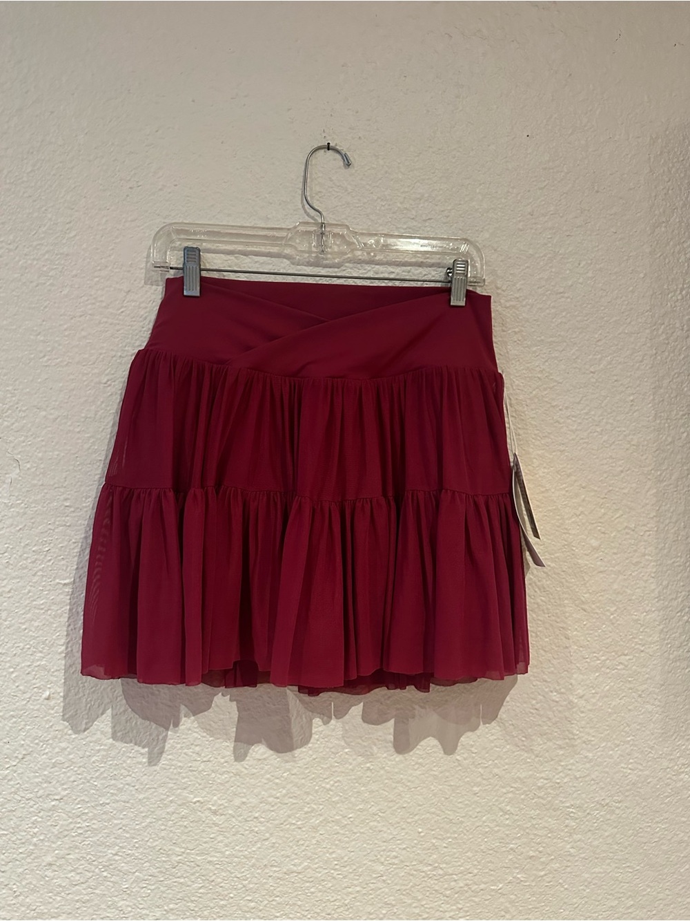 Tiered Mini Skirt burgundy